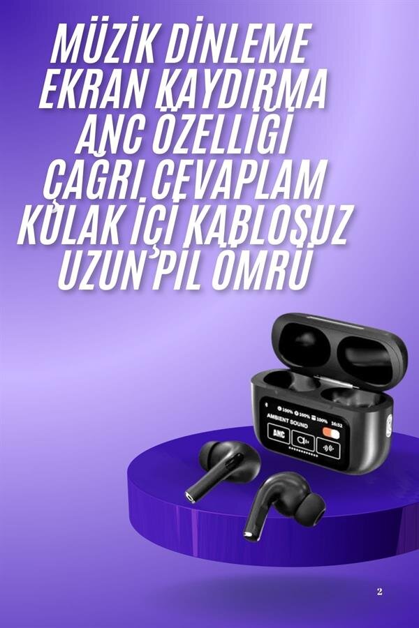 Yeni Nesil ANC Özellikli Çağrı Cevaplayan Dokunmatik Ekranlı Bluetooth Kulaklık Siyah Yeni Nesil ANC Özellikli Çağrı Cevaplayan Dokunmatik Ekranlı Bluetooth Kulaklık Siyah