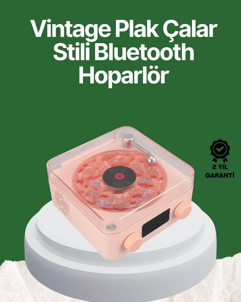 Vintage Tarz Bluetooth Hoparlör – Gece Işığı ve Zaman Göstergeli Vintage Tarz Bluetooth Hoparlör – Gece Işığı ve Zaman Göstergeli