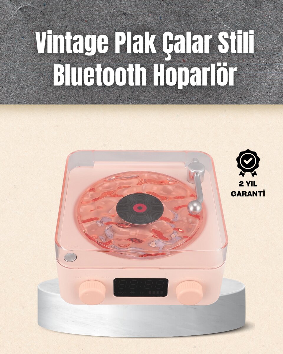 Retro Bluetooth Hoparlör – Yumuşak Gece Lambası ve Saat Göstergeli Retro Bluetooth Hoparlör – Yumuşak Gece Lambası ve Saat Göstergeli