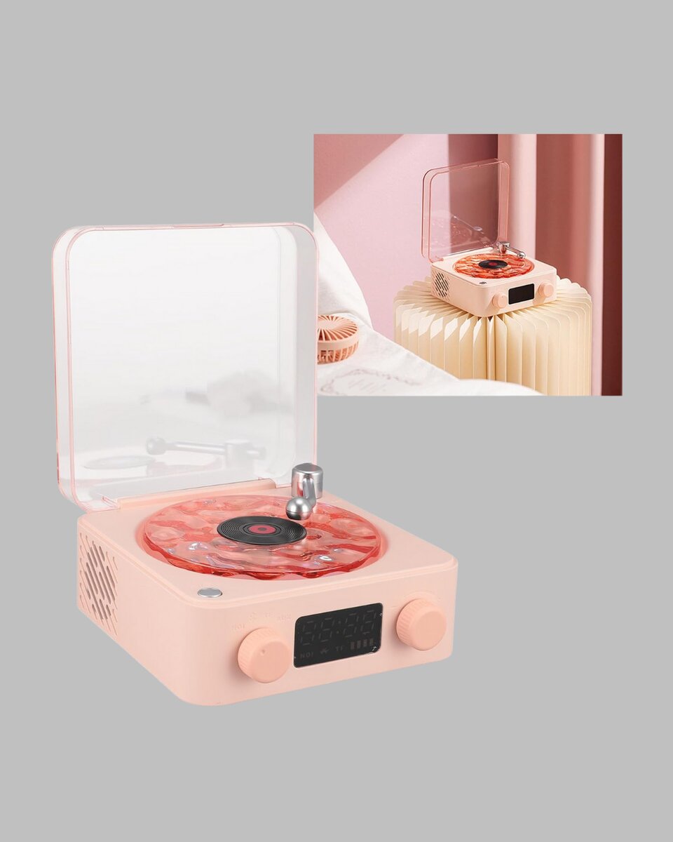 Retro Bluetooth Hoparlör – Yumuşak Gece Lambası ve Saat Göstergeli Retro Bluetooth Hoparlör – Yumuşak Gece Lambası ve Saat Göstergeli