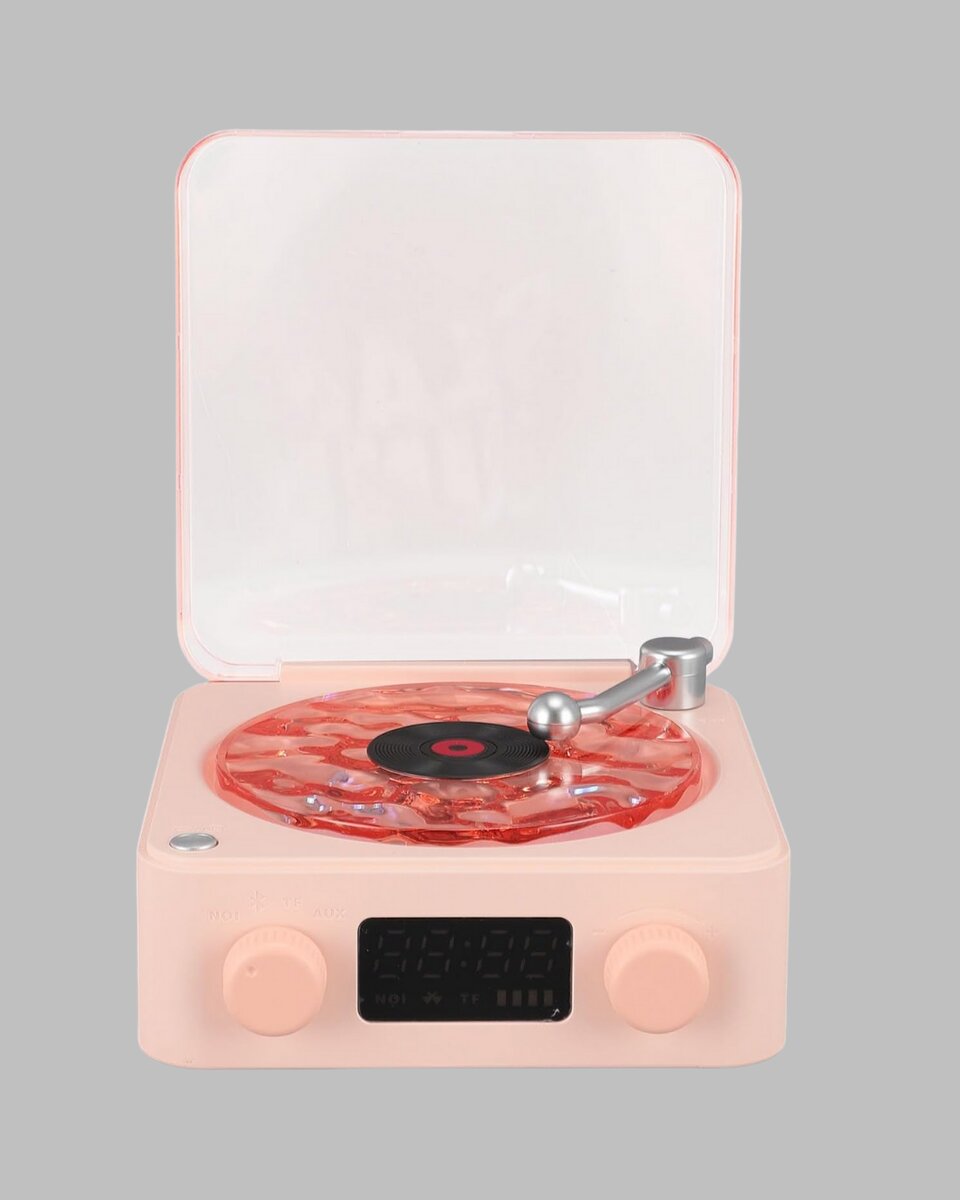 Retro Bluetooth Hoparlör – Kristal Ses, Gece Lambası, Saatli Tasarım Retro Bluetooth Hoparlör – Kristal Ses, Gece Lambası, Saatli Tasarım