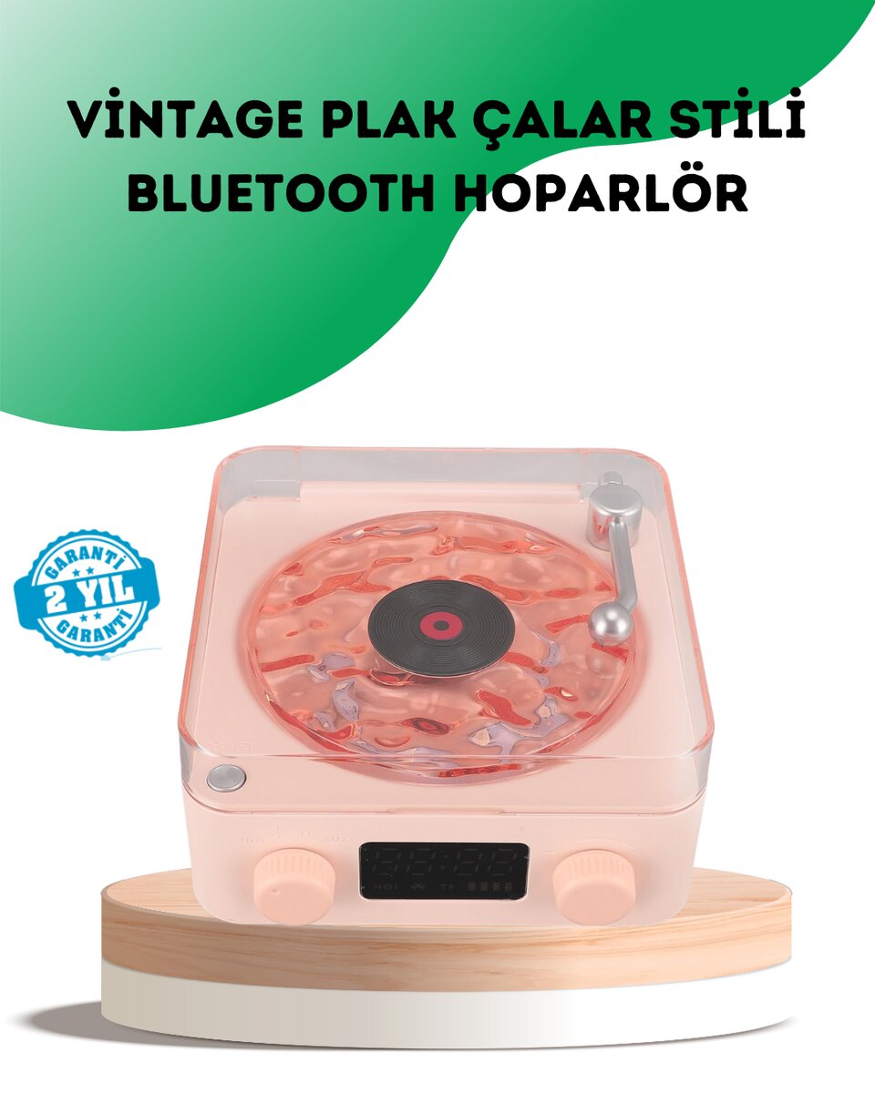 Retro Bluetooth Hoparlör – Kristal Ses, Gece Lambası, Saatli Tasarım Retro Bluetooth Hoparlör – Kristal Ses, Gece Lambası, Saatli Tasarım