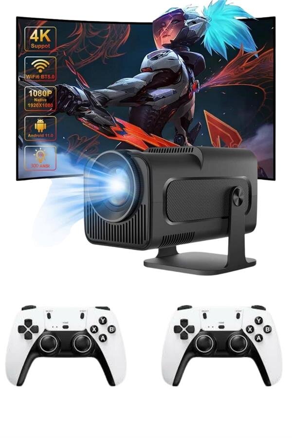 Çift Kollu Game Box Projeksiyon Cihazı Kumandalı Android Tv Dahili Hoparlör Çift Kollu Game Box Projeksiyon Cihazı Kumandalı Android Tv Dahili Hoparlör