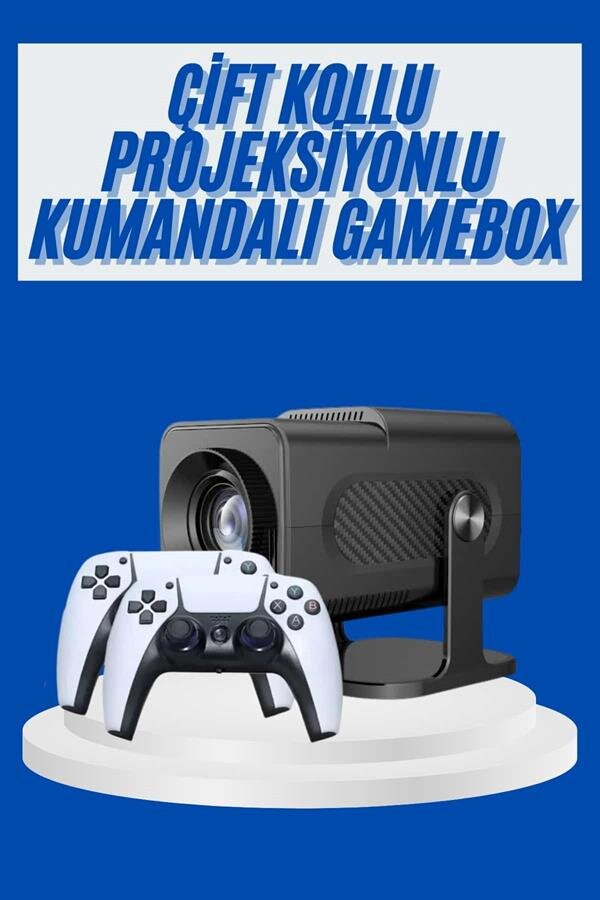 4K Android Smart Wi-fi Çift Kollu Projeksiyon Game Box Kumandalı Taşınabilir