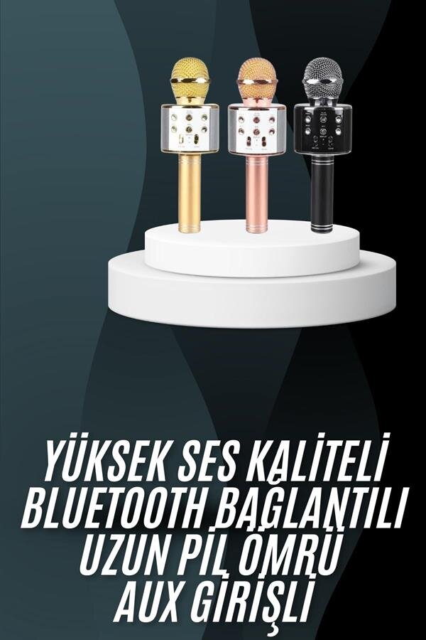Karaoke Mikrofon Bluetooth Bağlantılı Aux Girişli Uzun Pil Ömrü Yüksek Ses Kaliteli Karaoke Mikrofon Bluetooth Bağlantılı Aux Girişli Uzun Pil Ömrü Yüksek Ses Kaliteli