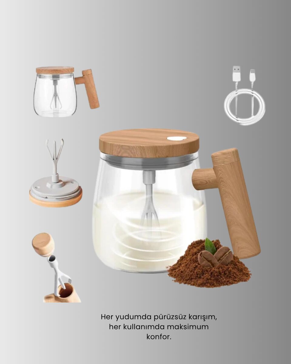 Isıtıcılı Manyetik Karıştırıcı Kupa – 400 ml, C Tipi Şarjlı, Akıllı Tasarım
