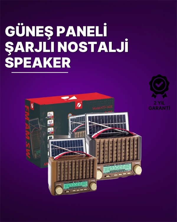 KTF-1428 Güneş Paneli Şarjlı Nostaljik Bluetooth Hoparlör – FM/AM/SW Radyo, USB/SD Desteği, Taşınabilir Tasarım KTF-1428 Güneş Paneli Şarjlı Nostaljik Bluetooth Hoparlör – FM/AM/SW Radyo, USB/SD Desteği, Taşınabilir Tasarım