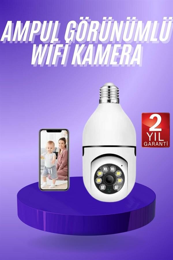 Güvenlik Kamerası Wi-Fi Özellikli 360 Derece Full Hd 1080p Ampül Kamera Güvenlik Kamerası Wi-Fi Özellikli 360 Derece Full Hd 1080p Ampül Kamera