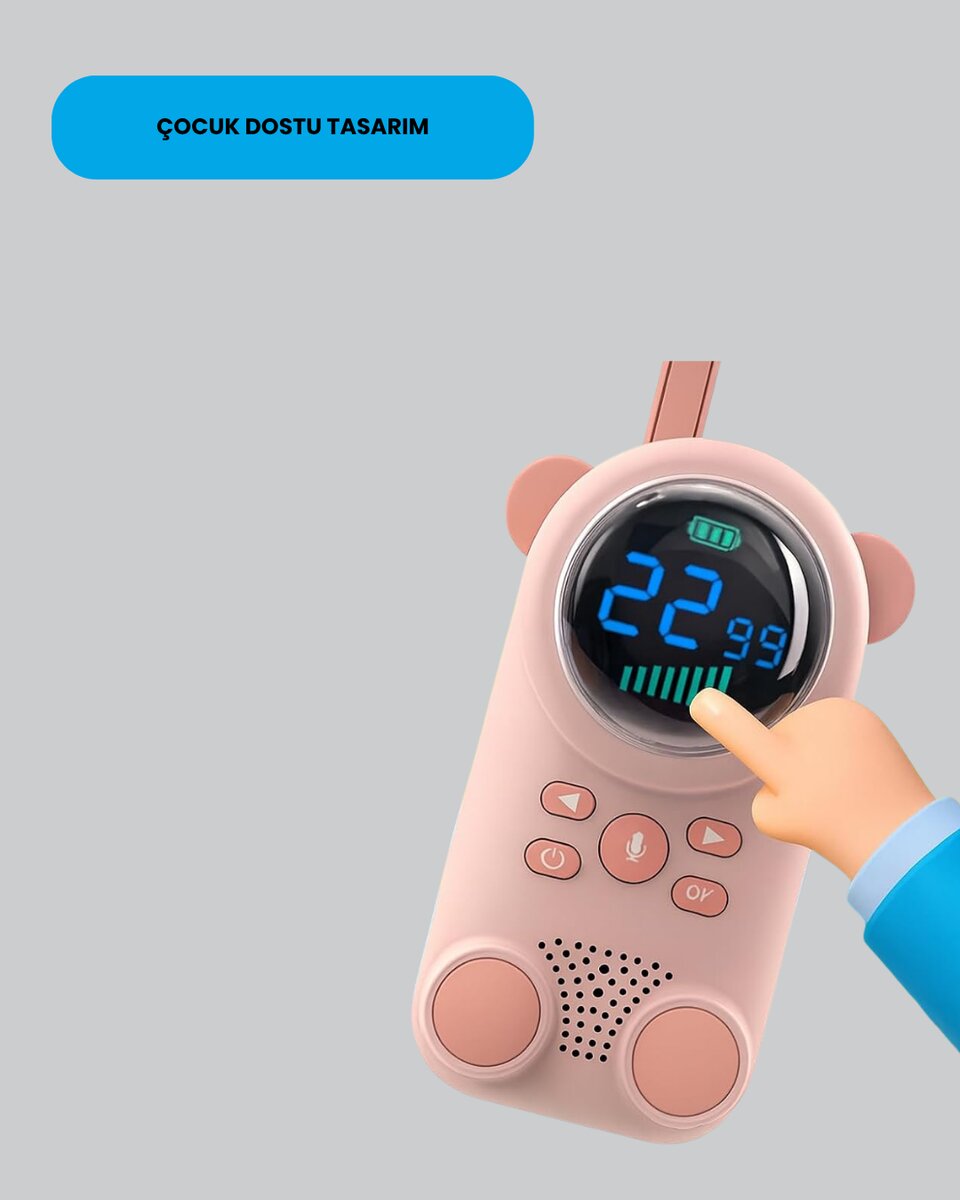 Çocuk ve Bebek Telsizi – 22 Kanal, VOX Modu, USB Şarjlı, Renkli Ekran Çocuk ve Bebek Telsizi – 22 Kanal, VOX Modu, USB Şarjlı, Renkli Ekran