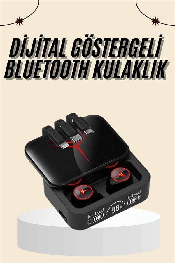Kablosuz Şarj Göstergeli Powerbank Özellikli Bluetooth Kulaklık Çağrı Cevaplayabilen Kablosuz Şarj Göstergeli Powerbank Özellikli Bluetooth Kulaklık Çağrı Cevaplayabilen