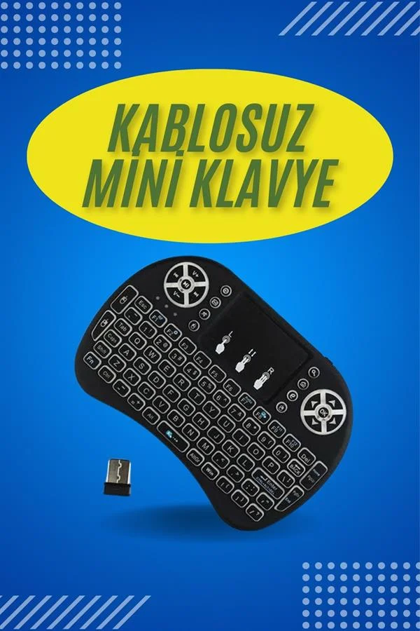 Işıklı Kablosuz Mini Klavye ve Dokunmatik Mouse Seti Türkçe Kablosuz Işıklı Kablosuz Mini Klavye ve Dokunmatik Mouse Seti Türkçe Kablosuz