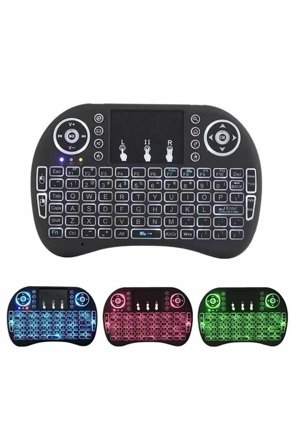 Işıklı Kablosuz Mini Klavye ve Dokunmatik Mouse Seti Türkçe Kablosuz Işıklı Kablosuz Mini Klavye ve Dokunmatik Mouse Seti Türkçe Kablosuz