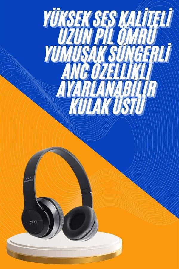 Wireless 5.0 Bluetooth Kablosuz Kulaklık ANC Özellikli Kulak Üstü Ayarlanabilir Wireless 5.0 Bluetooth Kablosuz Kulaklık ANC Özellikli Kulak Üstü Ayarlanabilir