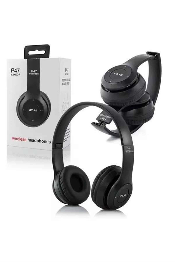 Bluetooth Kablosuz Kulaklık Siyah Wireless 5.0 Kulak Üstü Uzun Pil Ömrü Bluetooth Kablosuz Kulaklık Siyah Wireless 5.0 Kulak Üstü Uzun Pil Ömrü