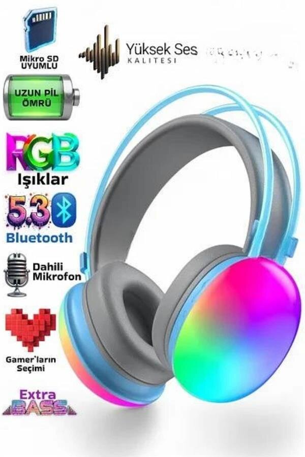 Yeni Nesil Kulak Üstü Kablosuz Uzun Ömürlü RGB Işıklı Bluetooth Kulaklık Yeni Nesil Kulak Üstü Kablosuz Uzun Ömürlü RGB Işıklı Bluetooth Kulaklık
