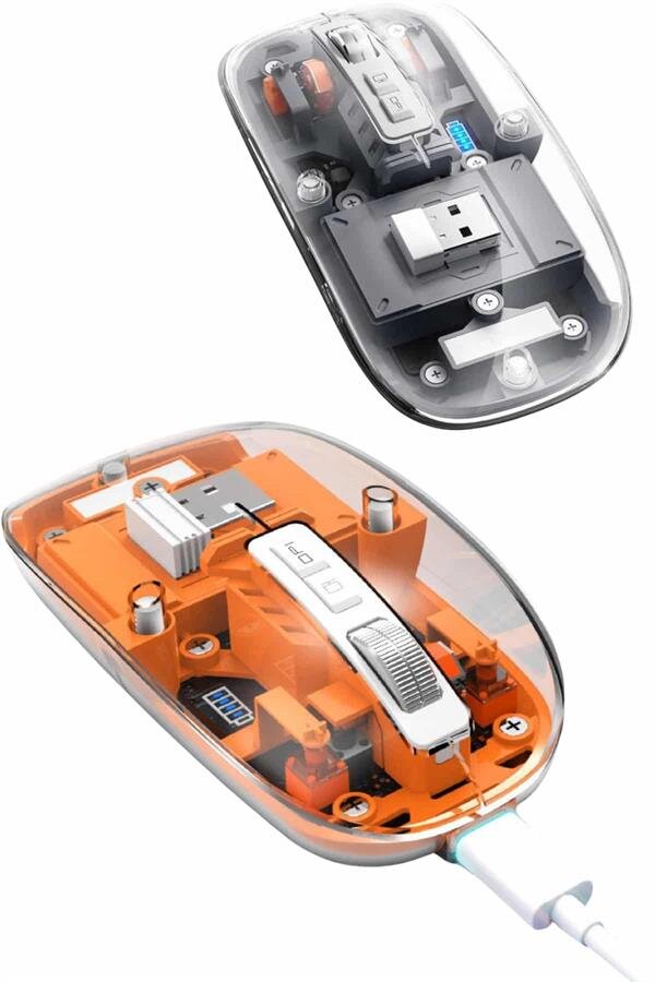 Mouse Fare Kablosuz Mouse Fare Şarjlı Bluetooth Sessiz 5 Tuşlu Şeffaf Mouse Fare Kablosuz Mouse Fare Şarjlı Bluetooth Sessiz 5 Tuşlu Şeffaf