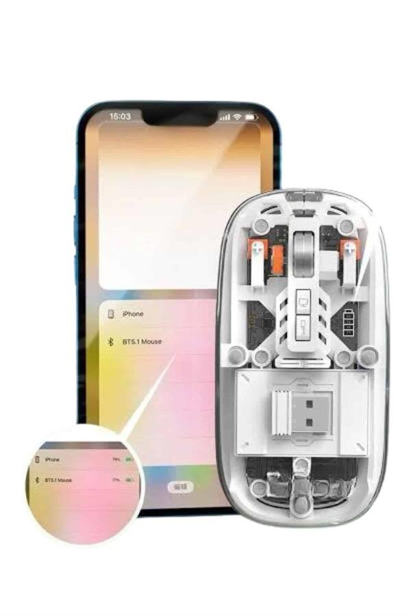 Mouse Fare Kablosuz Mouse Fare Şarjlı Bluetooth Sessiz 5 Tuşlu Şeffaf Mouse Fare Kablosuz Mouse Fare Şarjlı Bluetooth Sessiz 5 Tuşlu Şeffaf