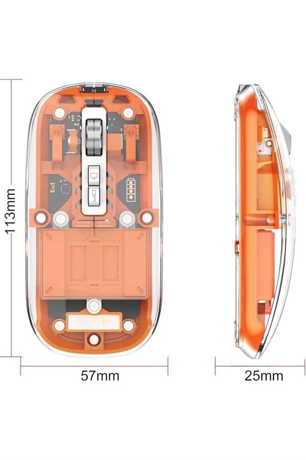 Mouse Fare Kablosuz Mouse Fare Şarjlı Bluetooth Sessiz 5 Tuşlu Şeffaf Mouse Fare Kablosuz Mouse Fare Şarjlı Bluetooth Sessiz 5 Tuşlu Şeffaf