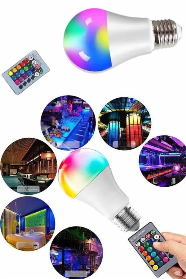Ayarlanabilir Parlaklık RGB Led Ampul Beyaz Lamba Ve Renkli Ampul Ayarlanabilir Parlaklık RGB Led Ampul Beyaz Lamba Ve Renkli Ampul