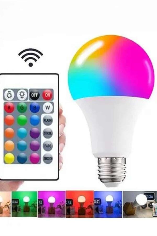 Ayarlanabilir Parlaklık RGB Led Ampul Beyaz Lamba Ve Renkli Ampul Ayarlanabilir Parlaklık RGB Led Ampul Beyaz Lamba Ve Renkli Ampul