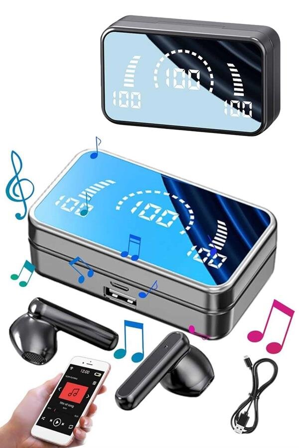 Yeni Nesil Kablosuz Kulaklık Aynalı Powerbank Özellikli Bluetooth Bağlantılı Dijital Göstergeli Yeni Nesil Kablosuz Kulaklık Aynalı Powerbank Özellikli Bluetooth Bağlantılı Dijital Göstergeli