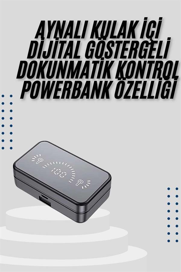 Yeni Nesil Kablosuz Kulaklık Aynalı Powerbank Özellikli Bluetooth Bağlantılı Dijital Göstergeli Yeni Nesil Kablosuz Kulaklık Aynalı Powerbank Özellikli Bluetooth Bağlantılı Dijital Göstergeli