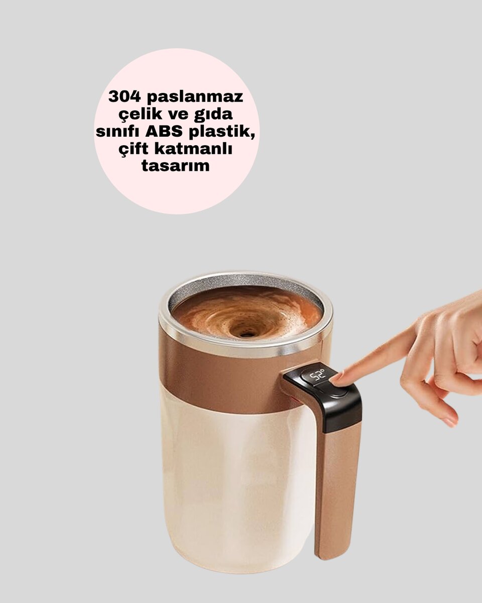 Elektrikli Otomatik Karıştırıcı Kupa – 304 Paslanmaz, USB Şarjlı, Taşınabilir Elektrikli Otomatik Karıştırıcı Kupa – 304 Paslanmaz, USB Şarjlı, Taşınabilir