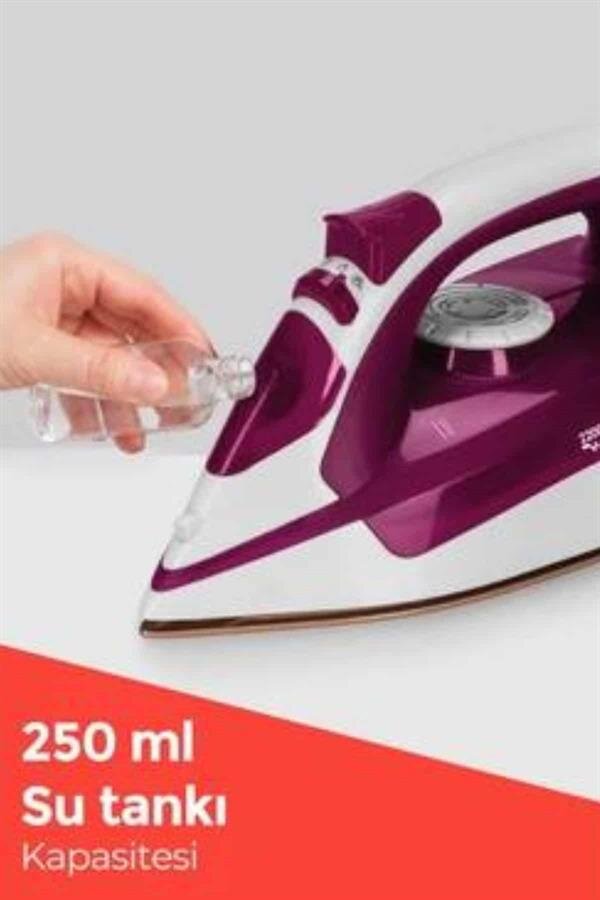 Seramik Tabanlı Kırmızı 2200 Watt Şok Buharlı Ütü Seramik Tabanlı Kırmızı 2200 Watt Şok Buharlı Ütü