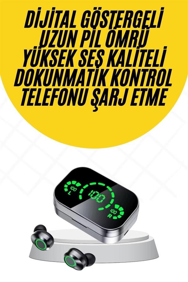 Kablosuz Bluetooth Kulaklık Çift Telefon Destekli Powerbankli Dijital Göstergeli Kablosuz Bluetooth Kulaklık Çift Telefon Destekli Powerbankli Dijital Göstergeli