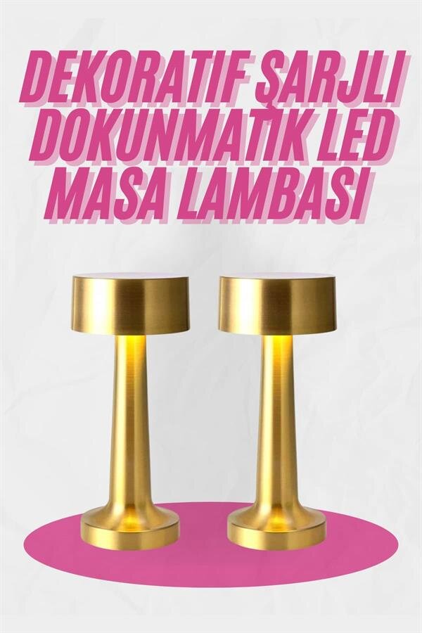 Altın Rengi Masa ve Gece Lambası Dokunmatik Şarjlı Masa Lambası Altın Rengi Masa ve Gece Lambası Dokunmatik Şarjlı Masa Lambası