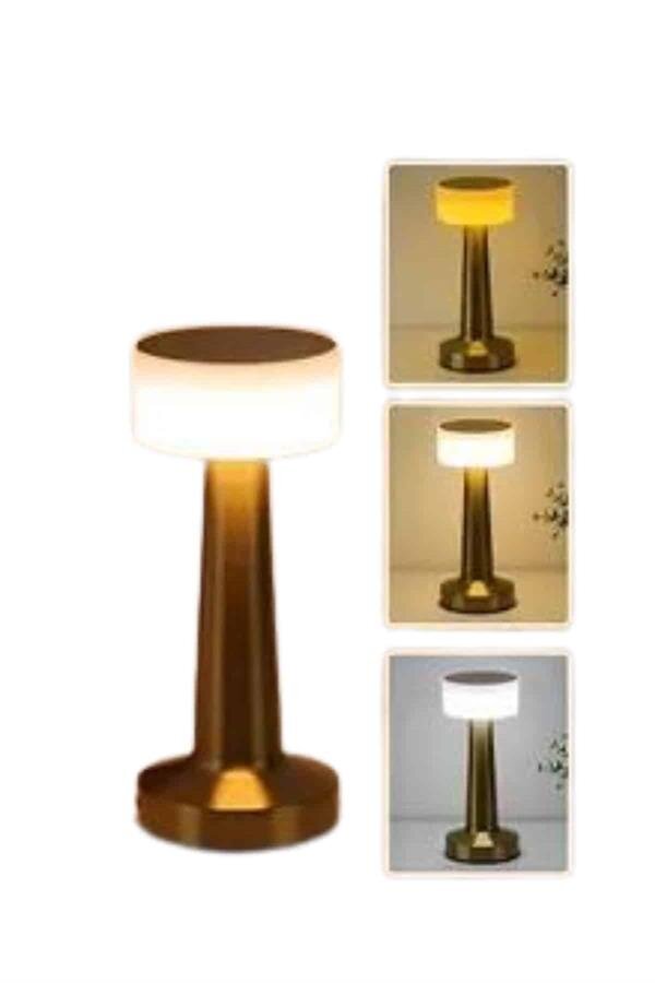 Kablosuz Renkli Masa ve Gece Lambası Altın Rengi Dokunmatik Led Lamba Kablosuz Renkli Masa ve Gece Lambası Altın Rengi Dokunmatik Led Lamba