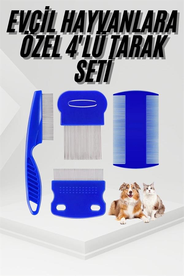 4'lü Bit Pire Tarağı Set Kedi Köpek Evcil Hayvan Tüy Toplayıcı Mavi 4'lü Bit Pire Tarağı Set Kedi Köpek Evcil Hayvan Tüy Toplayıcı Mavi