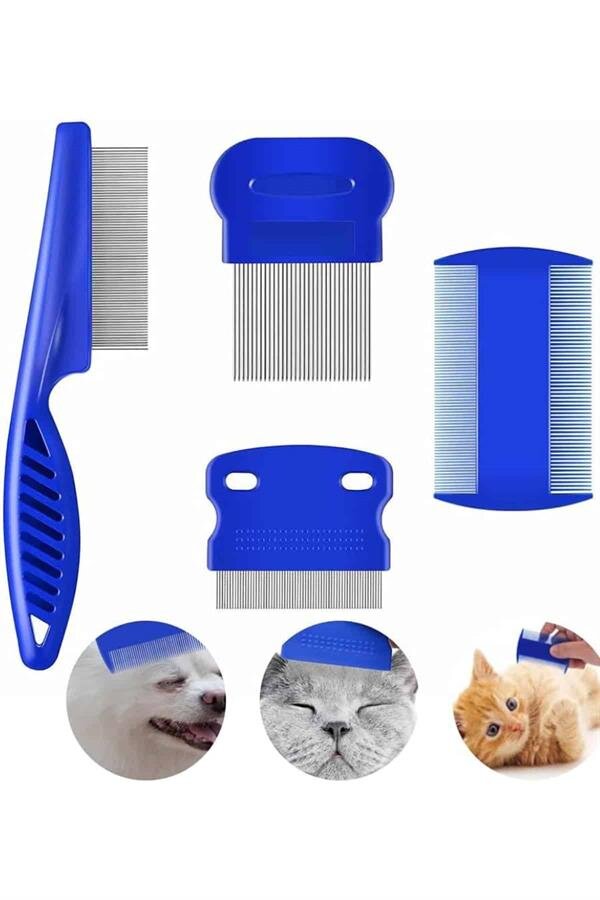 4'lü Bit Pire Tarağı Set Kedi Köpek Evcil Hayvan Tüy Toplayıcı Mavi 4'lü Bit Pire Tarağı Set Kedi Köpek Evcil Hayvan Tüy Toplayıcı Mavi