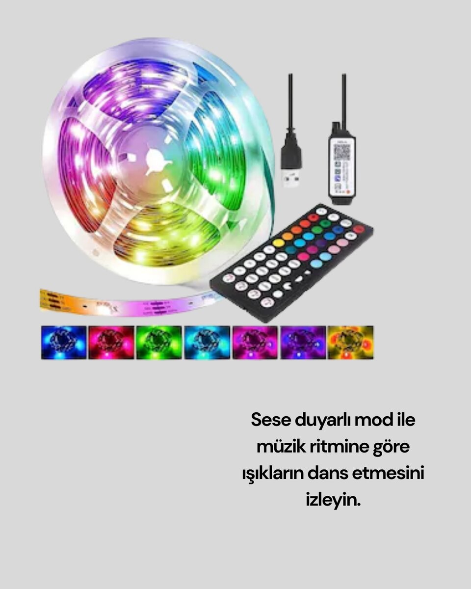 Sese Duyarlı 10M Smart Şerit Led IOS Android Kontrollü RGB Işık Sese Duyarlı 10M Smart Şerit Led IOS Android Kontrollü RGB Işık