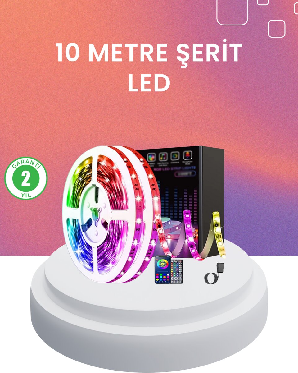10 Metre Telefon Kontrollü Smart Şerit Led USB RGB Kumandalı 10 Metre Telefon Kontrollü Smart Şerit Led USB RGB Kumandalı