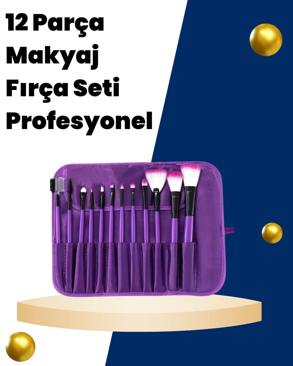 Profesyonel Makyaj Uygulamalarına Özel 12 Parça Kompakt ve Hafif Makyaj Fırça Seti Profesyonel Makyaj Uygulamalarına Özel 12 Parça Kompakt ve Hafif Makyaj Fırça Seti