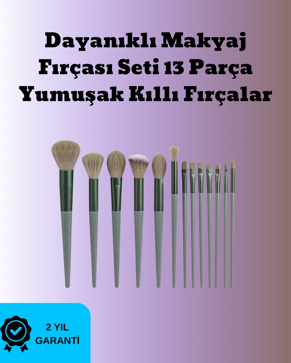 Toz ve Krem Ürünler İçin Güçlü Tutucu Yumuşak Kıllı Makyaj Fırça Takımı 13 Parça