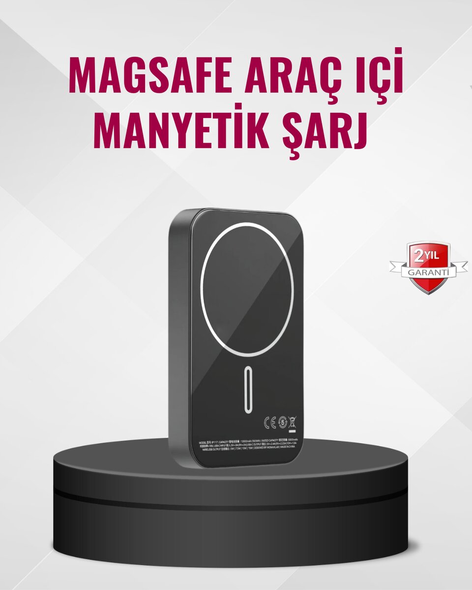 MagSafe Araç Telefon Tutucu 15W Hızlı Şarj Type-C Girişli MagSafe Araç Telefon Tutucu 15W Hızlı Şarj Type-C Girişli