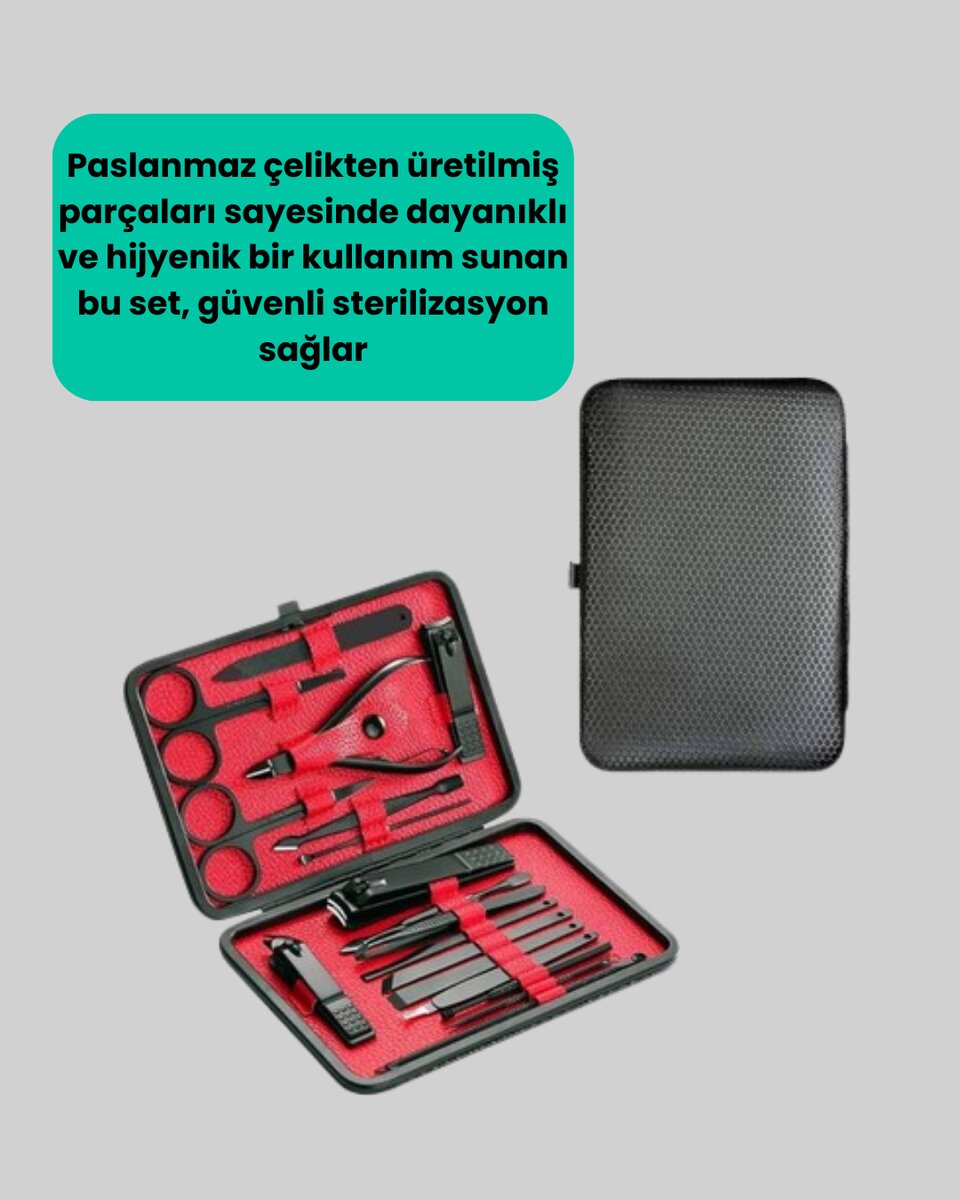 Taşınabilir Deri Kutulu 17 Parça Manikür Seti Taşınabilir Deri Kutulu 17 Parça Manikür Seti