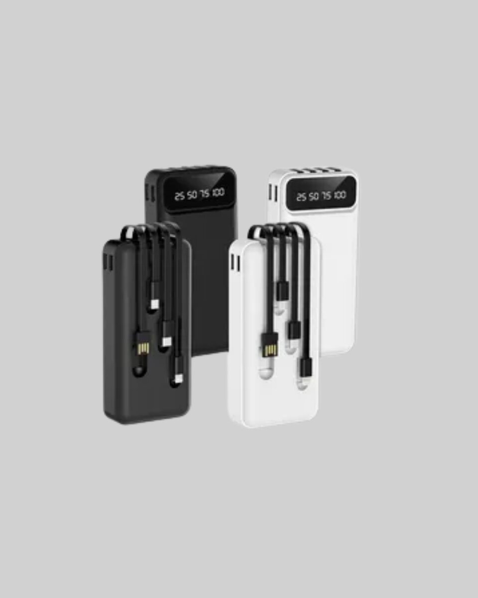 20.000mAh PD Powerbank LED Işık LCD Ekran Dahili Kablo Çoklu Giriş 20.000mAh PD Powerbank LED Işık LCD Ekran Dahili Kablo Çoklu Giriş