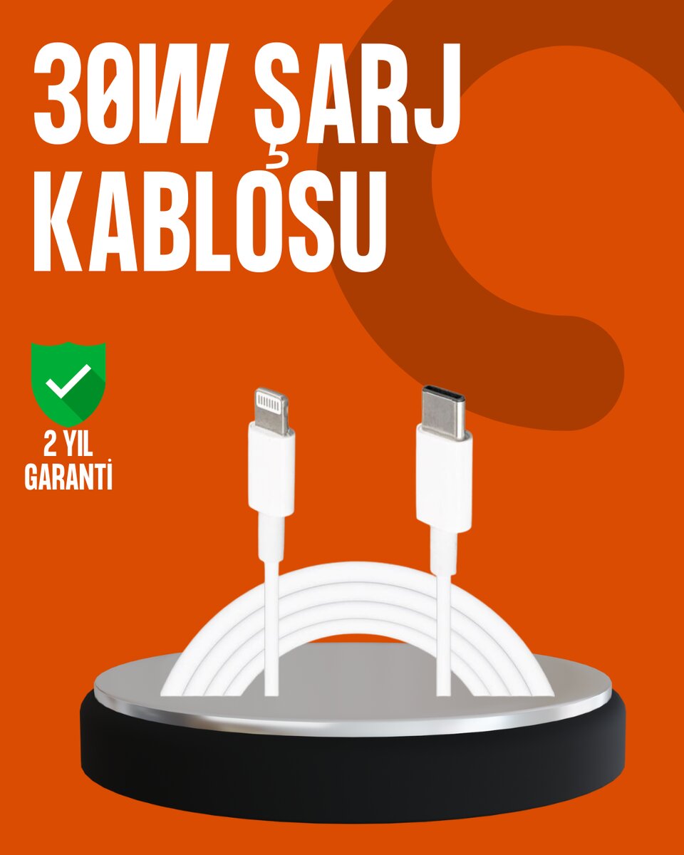 30W Type-C Lightning Hızlı Şarj Kablosu 1.2m iPhone Uyumlu 30W Type-C Lightning Hızlı Şarj Kablosu 1.2m iPhone Uyumlu