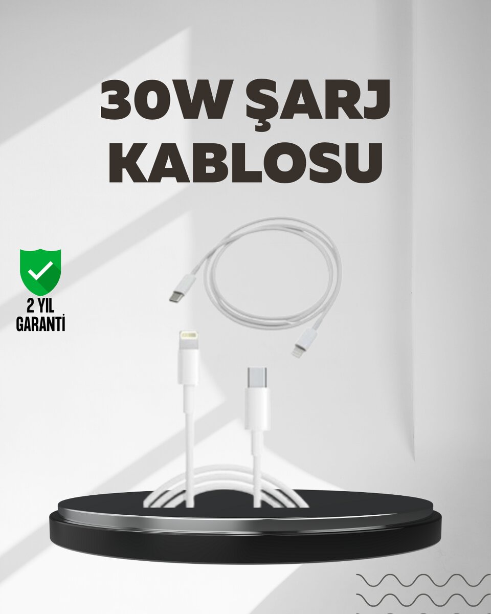 Yüksek Saflıkta Bakır Çekirdekli 30W Hızlı Şarj Kablosu Yüksek Saflıkta Bakır Çekirdekli 30W Hızlı Şarj Kablosu