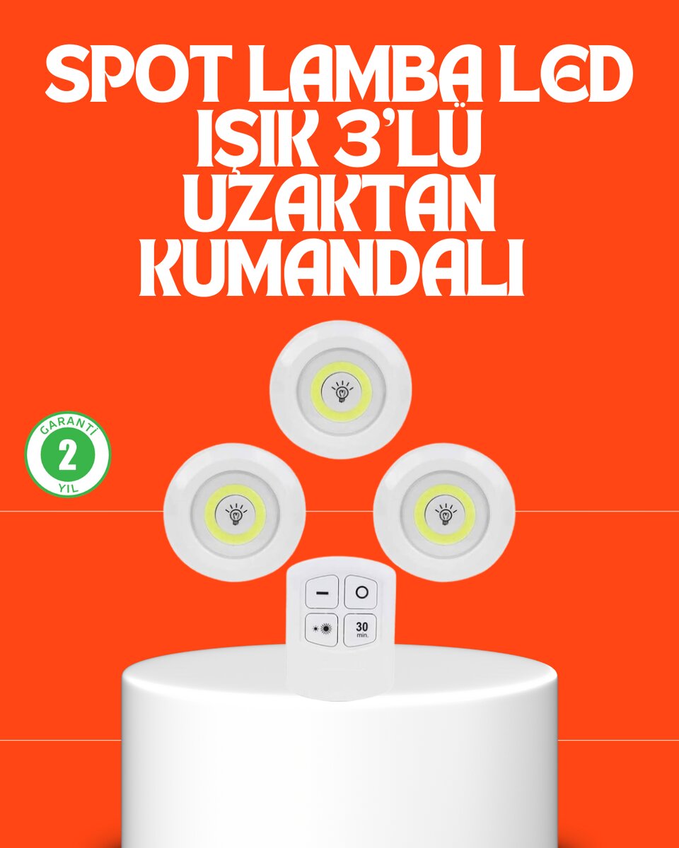 Kablosuz 3 Lü Spot Led Lamba Seti Uzaktan Kumandalı Enerji Tasarruflu Aydınlatma Kablosuz 3 Lü Spot Led Lamba Seti Uzaktan Kumandalı Enerji Tasarruflu Aydınlatma