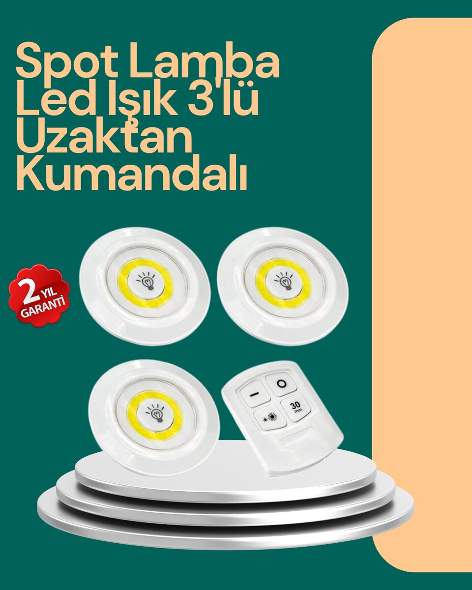 Uzaktan Kumanda İle Kontrol Edilebilen Yapışkanlı 3 Lü Kablosuz Led Spot Lamba Uzaktan Kumanda İle Kontrol Edilebilen Yapışkanlı 3 Lü Kablosuz Led Spot Lamba