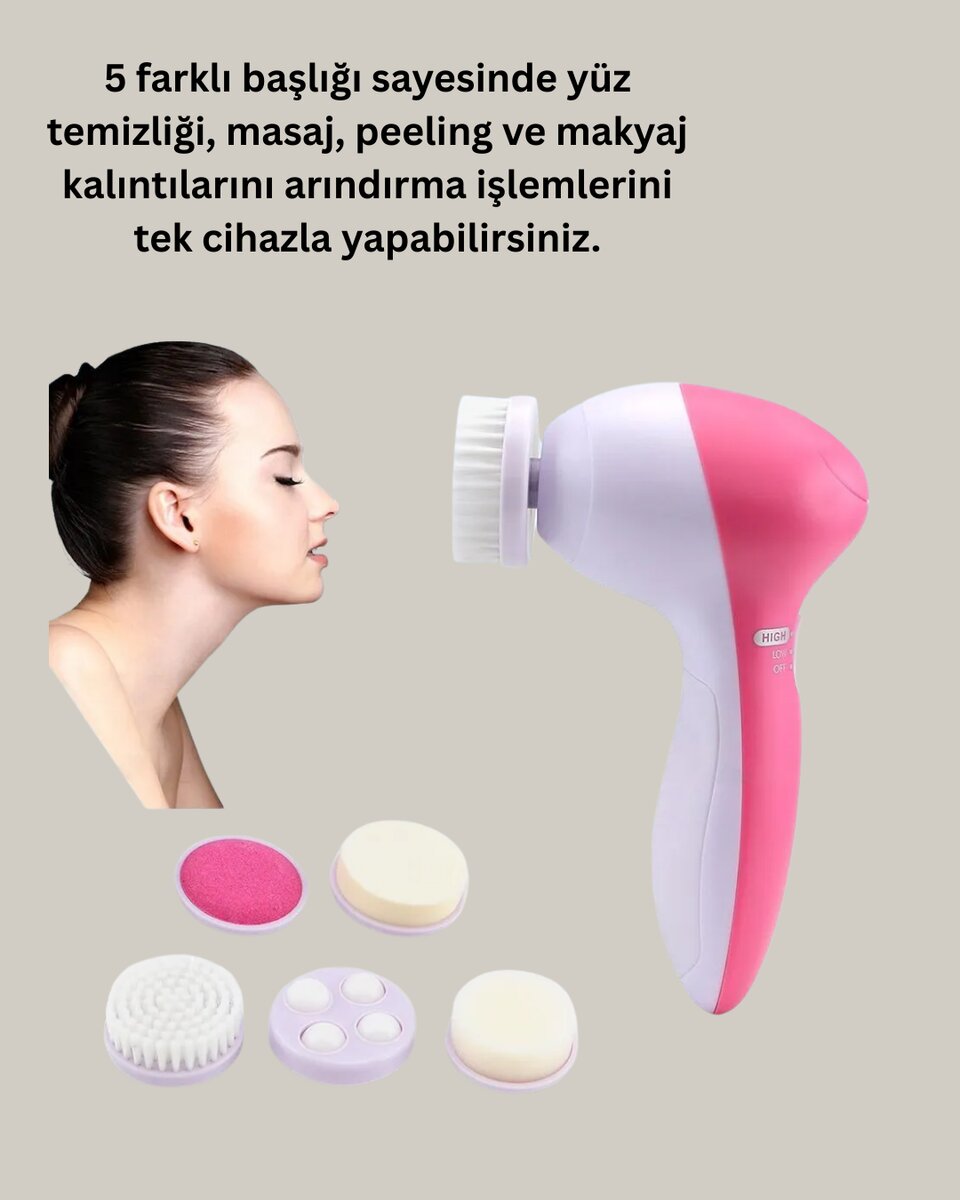 Derin Temizleme ve Masaj İçin 5 Başlıklı Yüz Cilt Bakım Aleti Derin Temizleme ve Masaj İçin 5 Başlıklı Yüz Cilt Bakım Aleti
