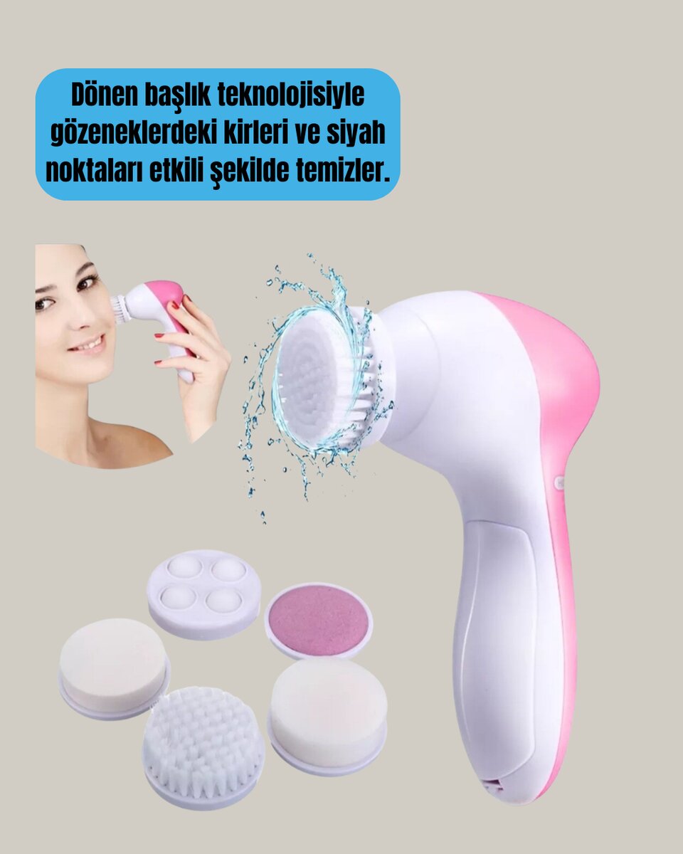 Taşınabilir 5 in 1 Elektrikli Cilt Temizleyici Taşınabilir 5 in 1 Elektrikli Cilt Temizleyici