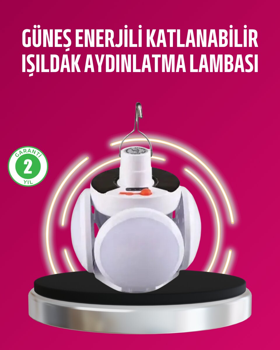 Solar ve USB Şarjlı Su Geçirmez Katlanabilir LED Lamba Solar ve USB Şarjlı Su Geçirmez Katlanabilir LED Lamba