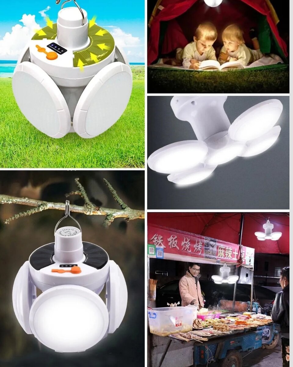 Solar ve USB Şarjlı Su Geçirmez Katlanabilir LED Lamba Solar ve USB Şarjlı Su Geçirmez Katlanabilir LED Lamba