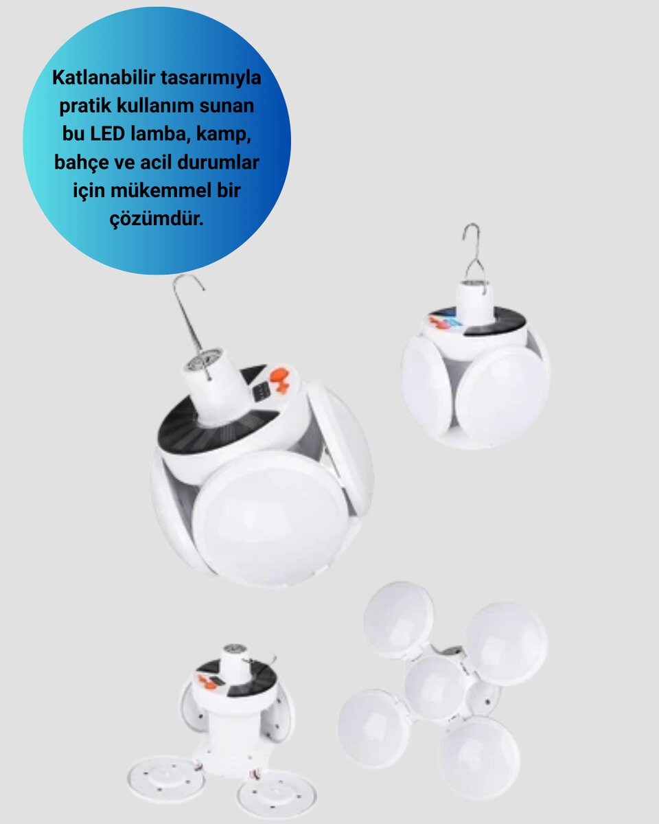 Pratik Katlanabilir Solar LED Aydınlatma Lambası Pratik Katlanabilir Solar LED Aydınlatma Lambası