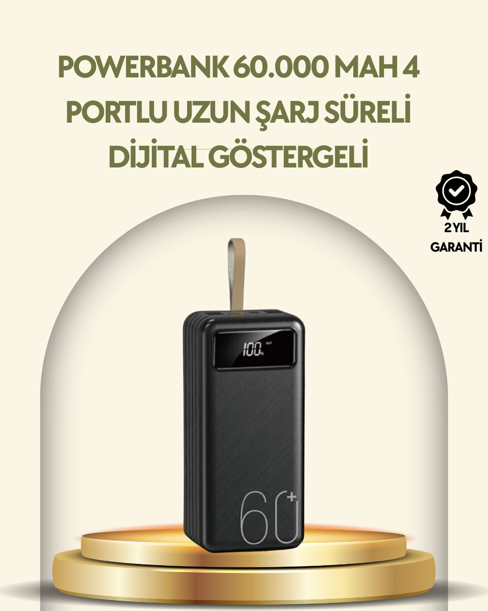 Tüm Cihazlarla Uyumlu LED Fenerli 4 Çıkışlı Powerbank Tüm Cihazlarla Uyumlu LED Fenerli 4 Çıkışlı Powerbank